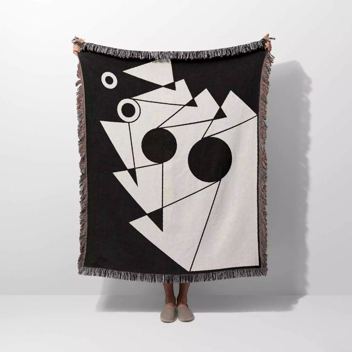 Black and White Geometric Design Woven Throw Blanket - DesignerOllie.com