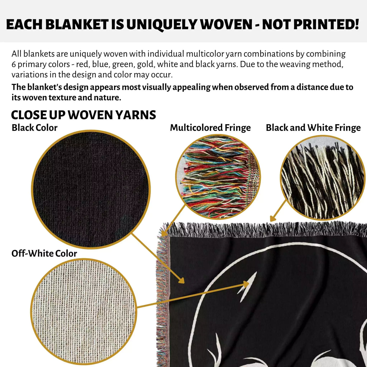 Black and White Large Skull Woven Throw Blanket - DesignerOllie.com