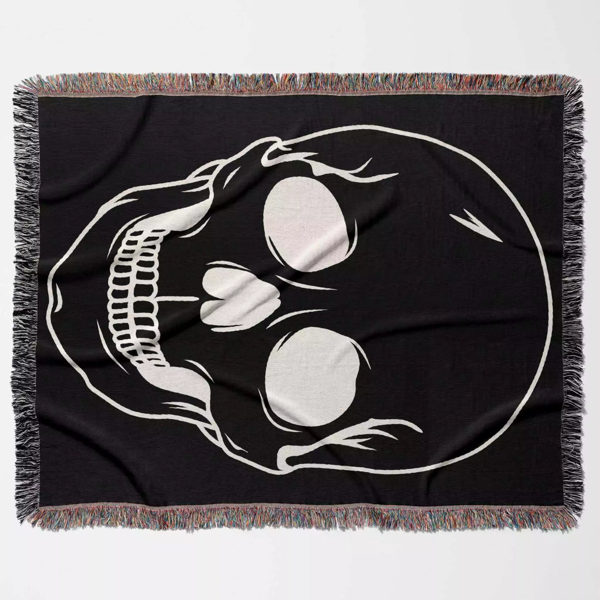 Black and White Large Skull Woven Throw Blanket - DesignerOllie.com