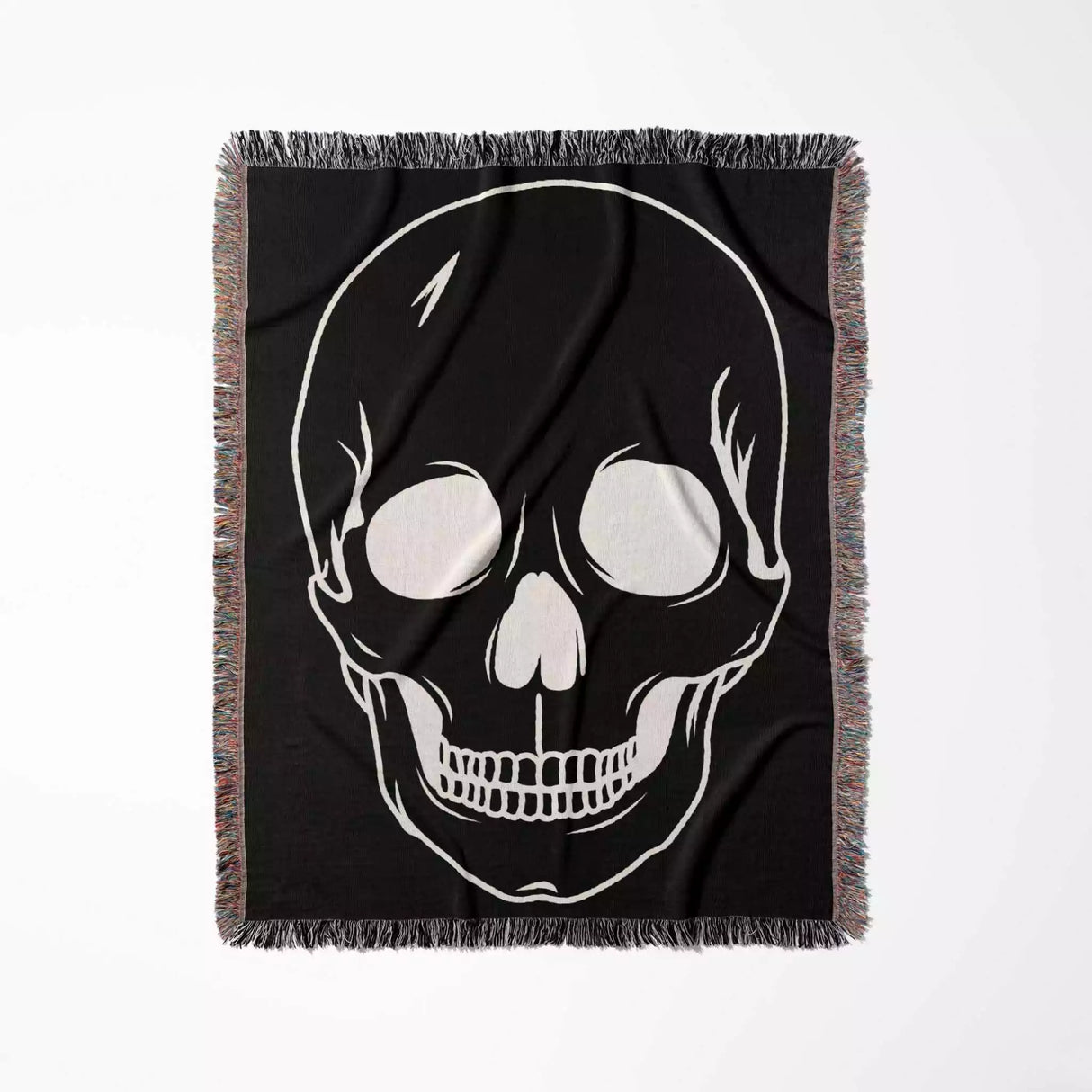 Black and White Large Skull Woven Throw Blanket - DesignerOllie.com