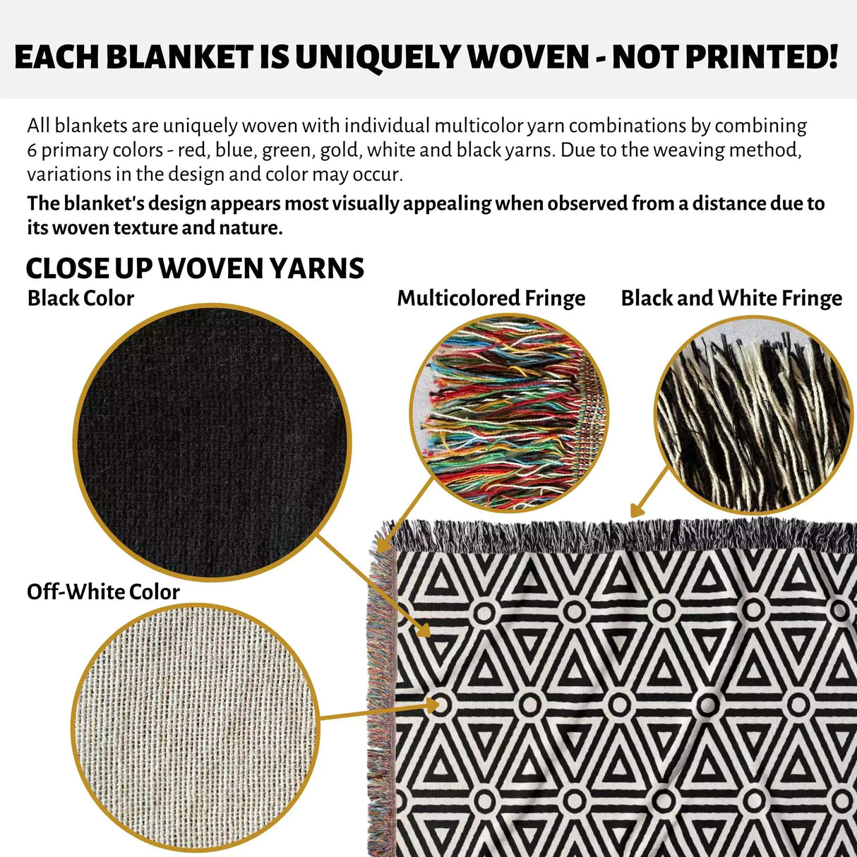 Black and White Luxury Geometric Pattern Woven Throw Blanket and Tapestry - DesignerOllie.com
