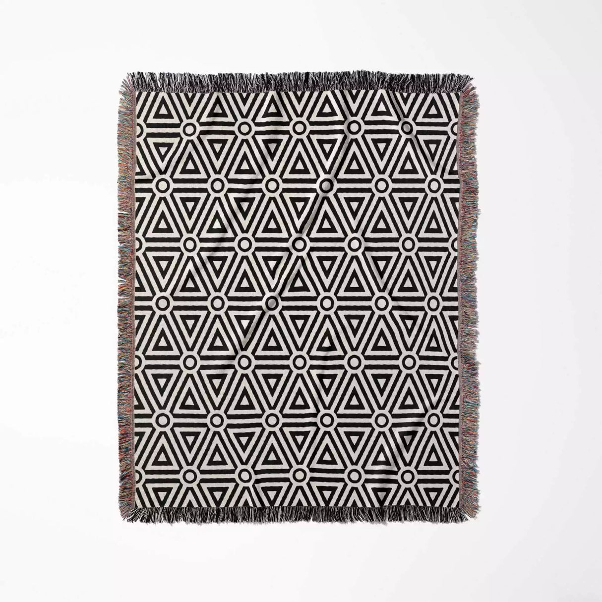 Black and White Luxury Geometric Pattern Woven Throw Blanket and Tapestry - DesignerOllie.com