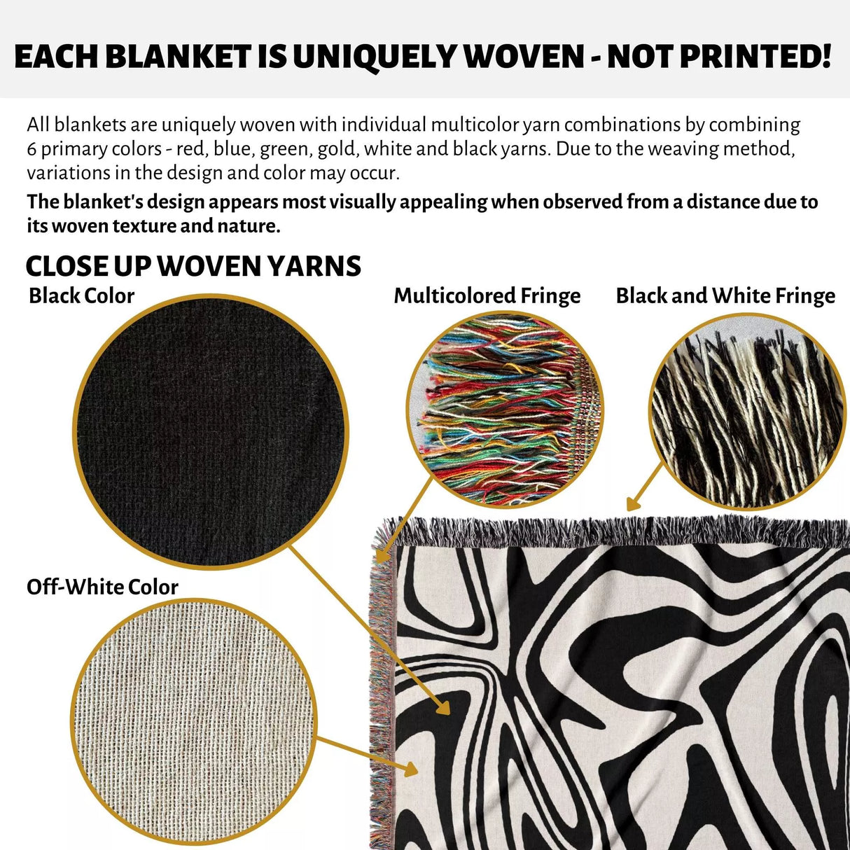 Black and White Marble Woven Throw Blanket - DesignerOllie.com