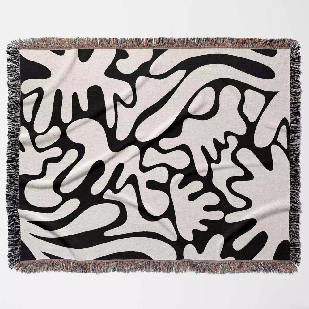 Black and White Matisse Style Woven Throw Blanket - DesignerOllie.com