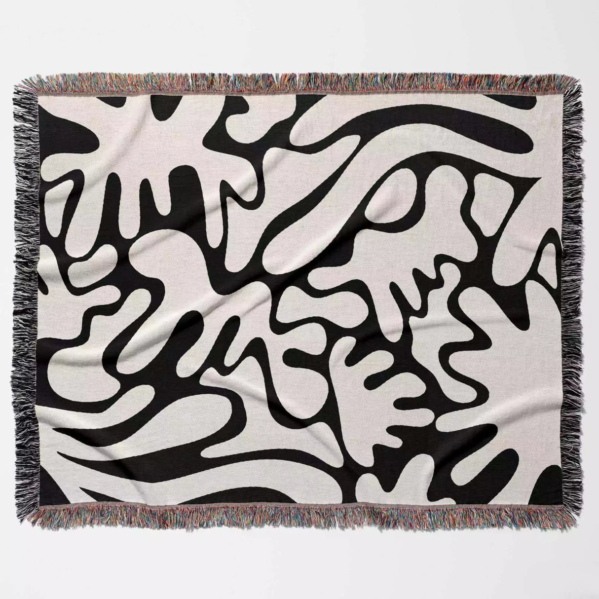Black and White Matisse Style Woven Throw Blanket - DesignerOllie.com