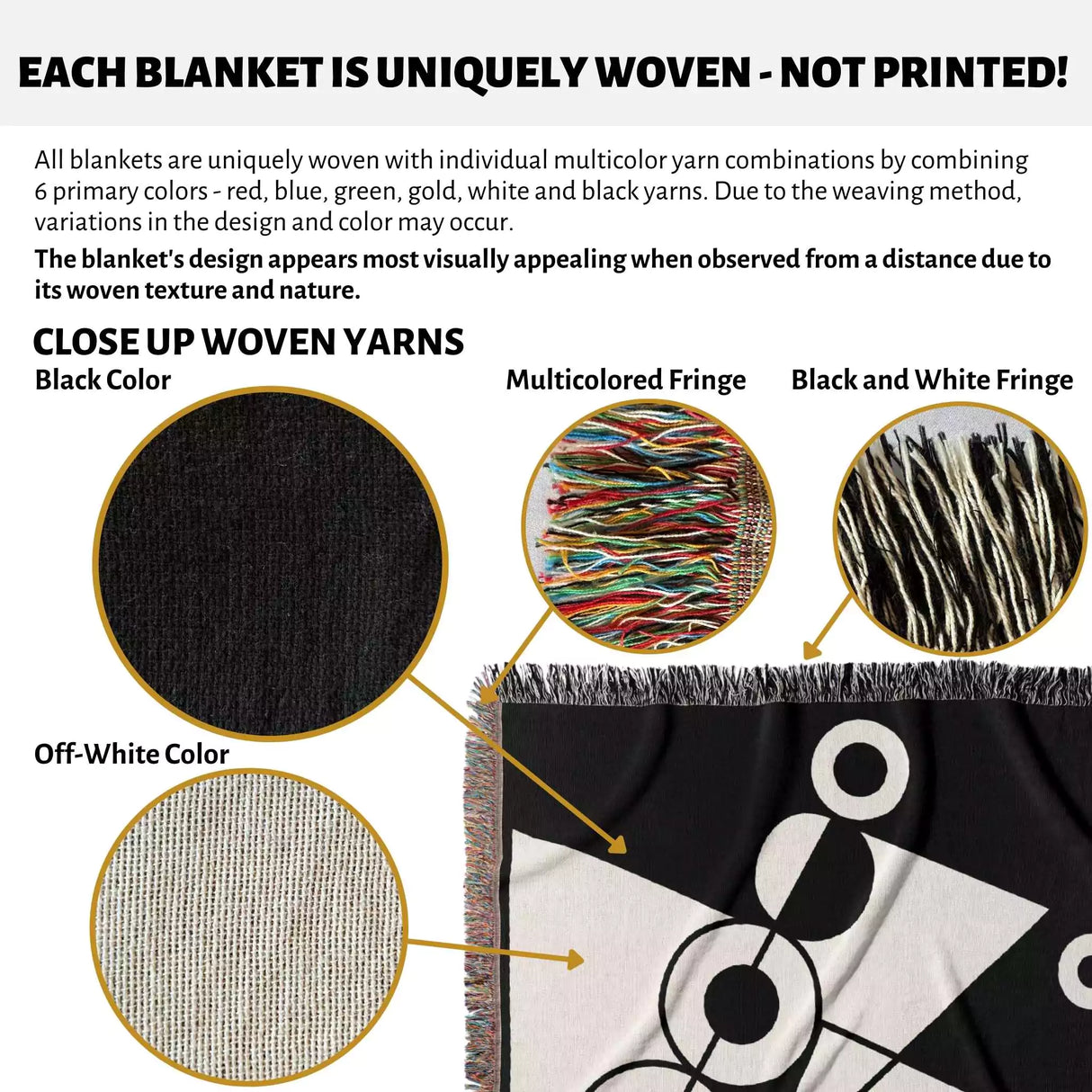 Black and White Modern Geometric Woven Throw Blanket - DesignerOllie.com