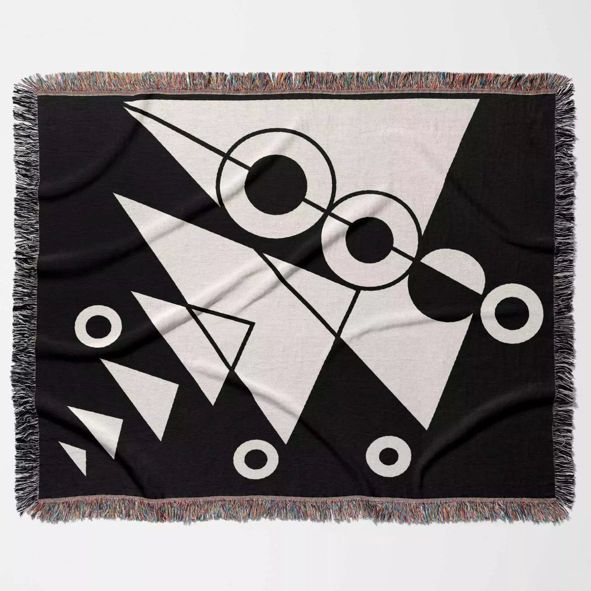 Black and White Modern Geometric Woven Throw Blanket - DesignerOllie.com