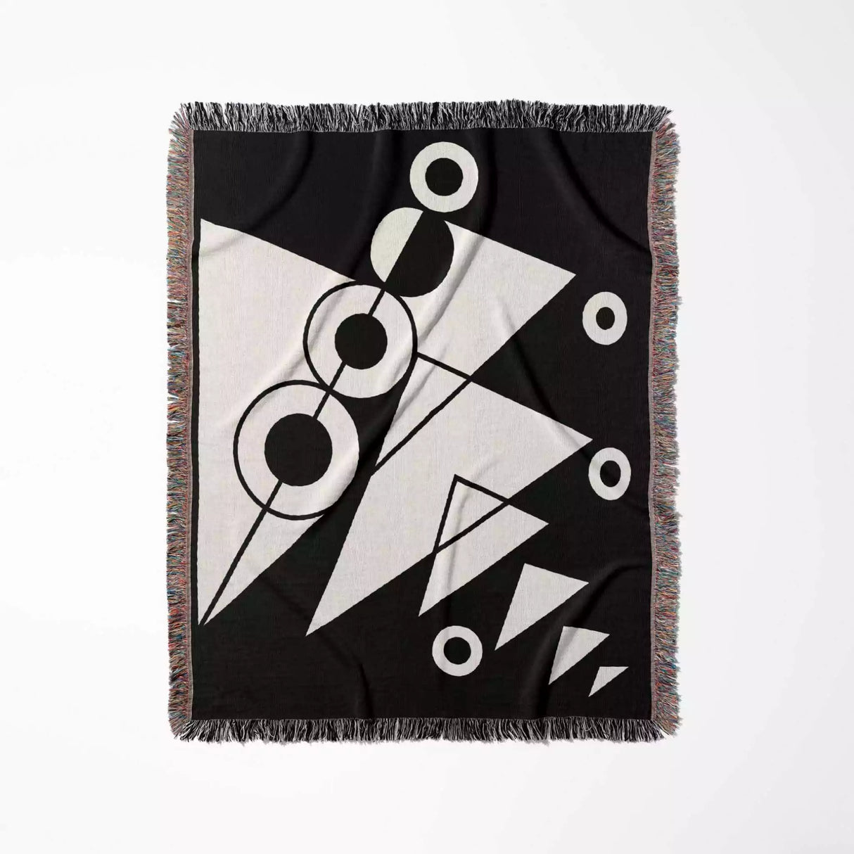 Black and White Modern Geometric Woven Throw Blanket - DesignerOllie.com