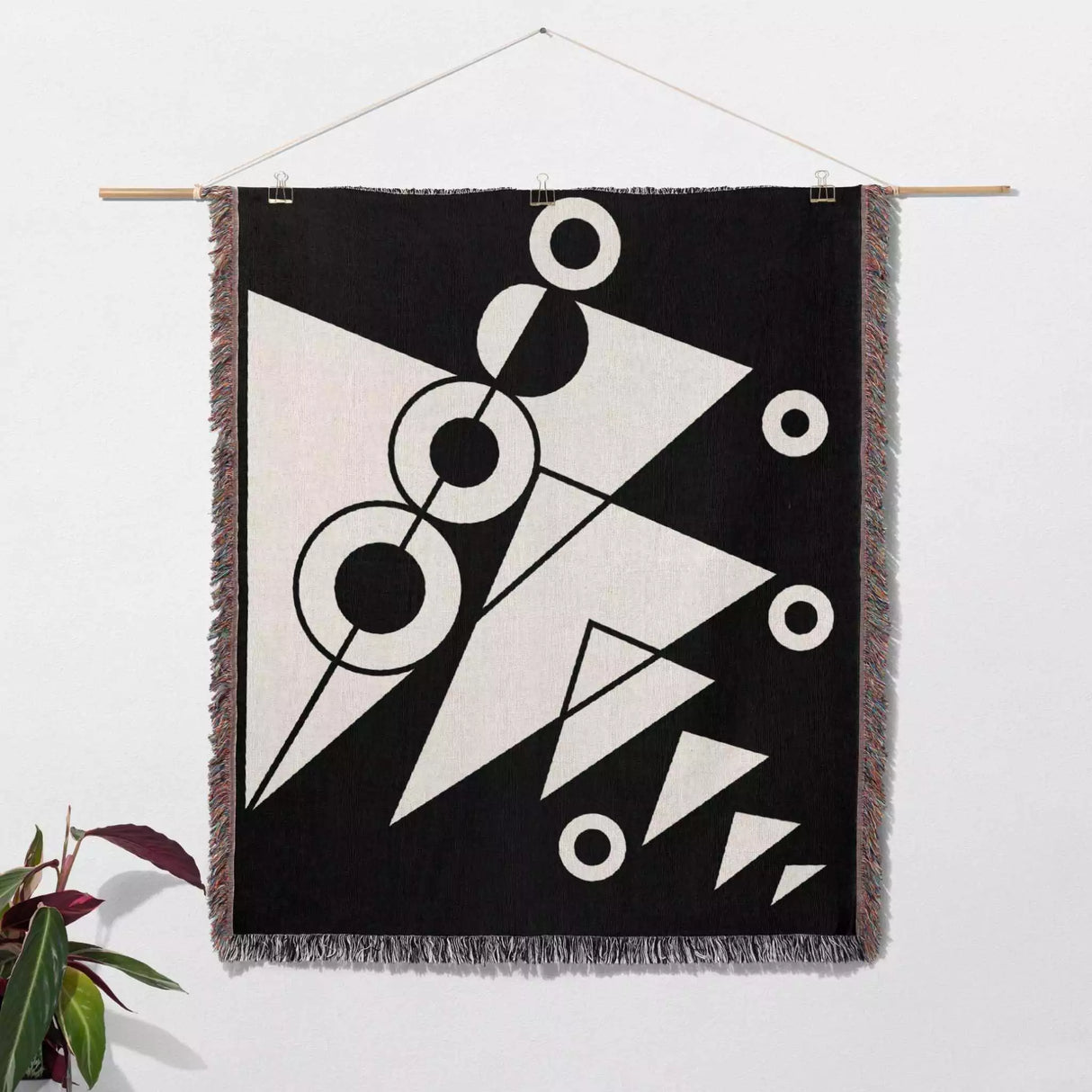 Black and White Modern Geometric Woven Throw Blanket - DesignerOllie.com