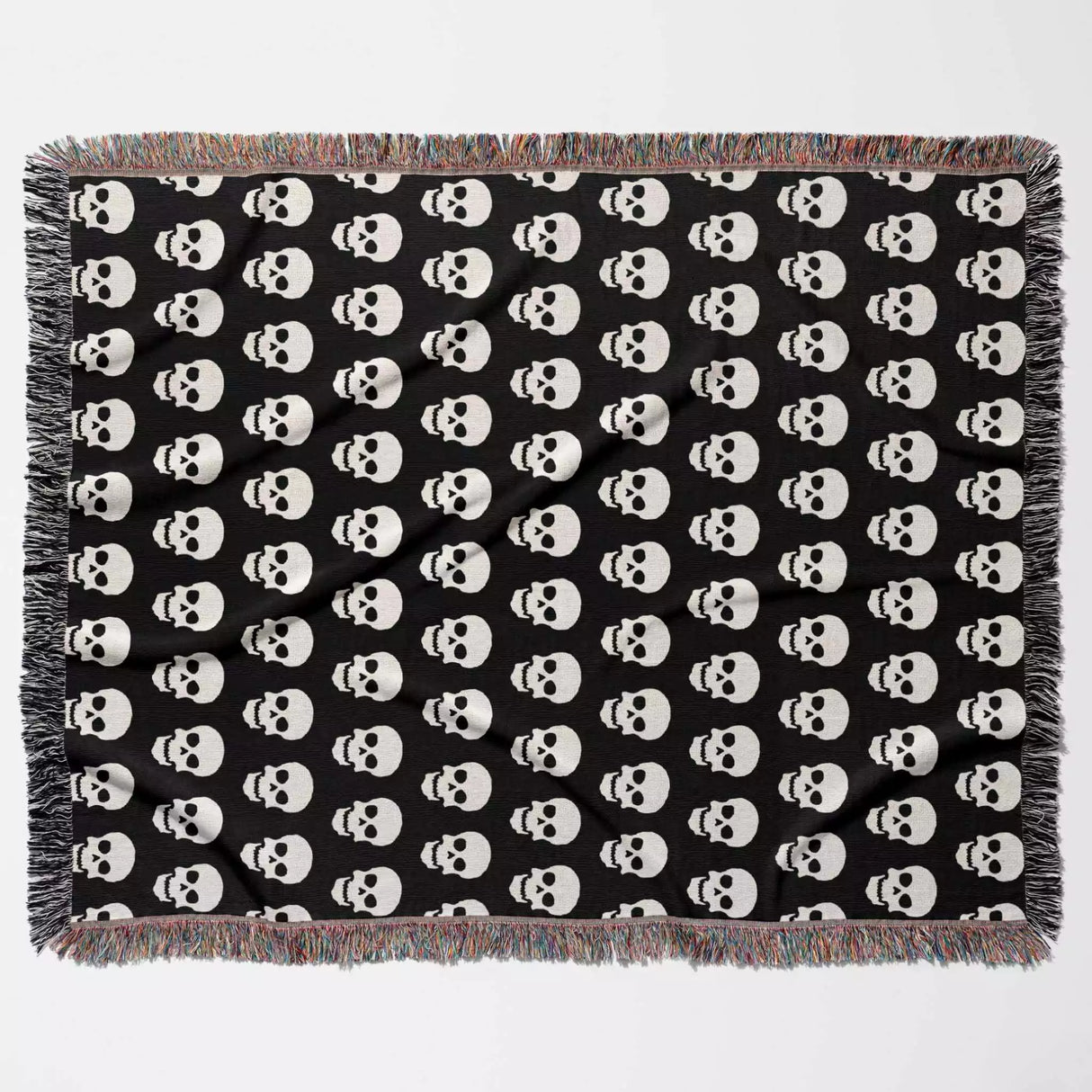 Black and White Skull Pattern Woven Throw Blanket - DesignerOllie.com