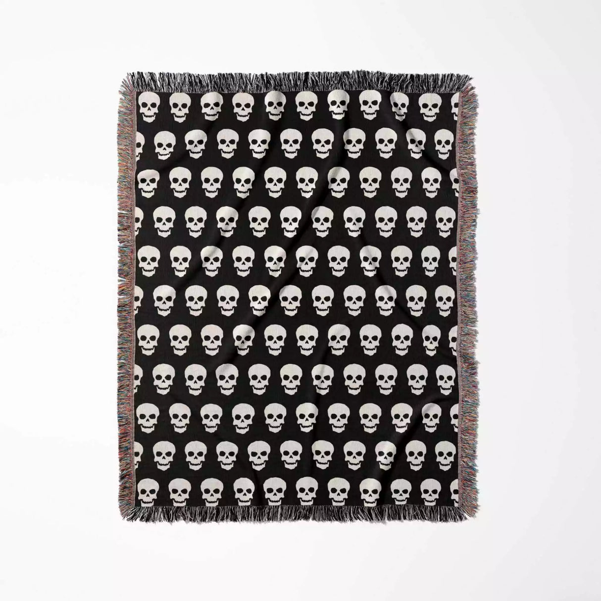 Black and White Skull Pattern Woven Throw Blanket - DesignerOllie.com