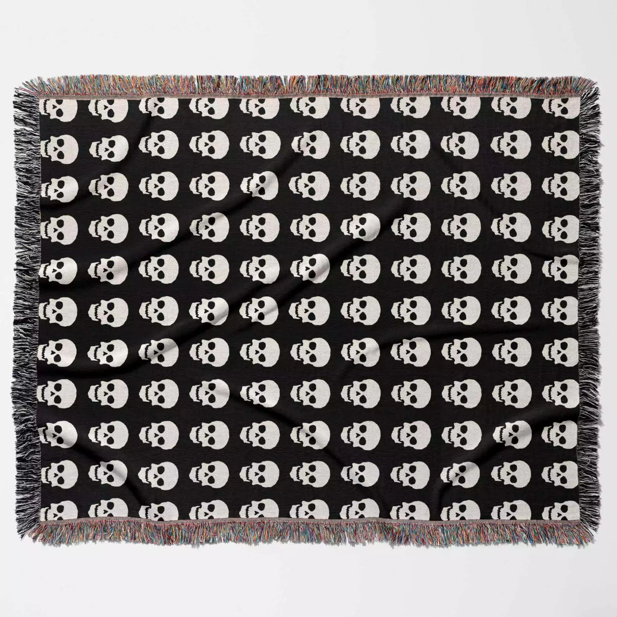 Black and White Skull Woven Throw Blanket - DesignerOllie.com