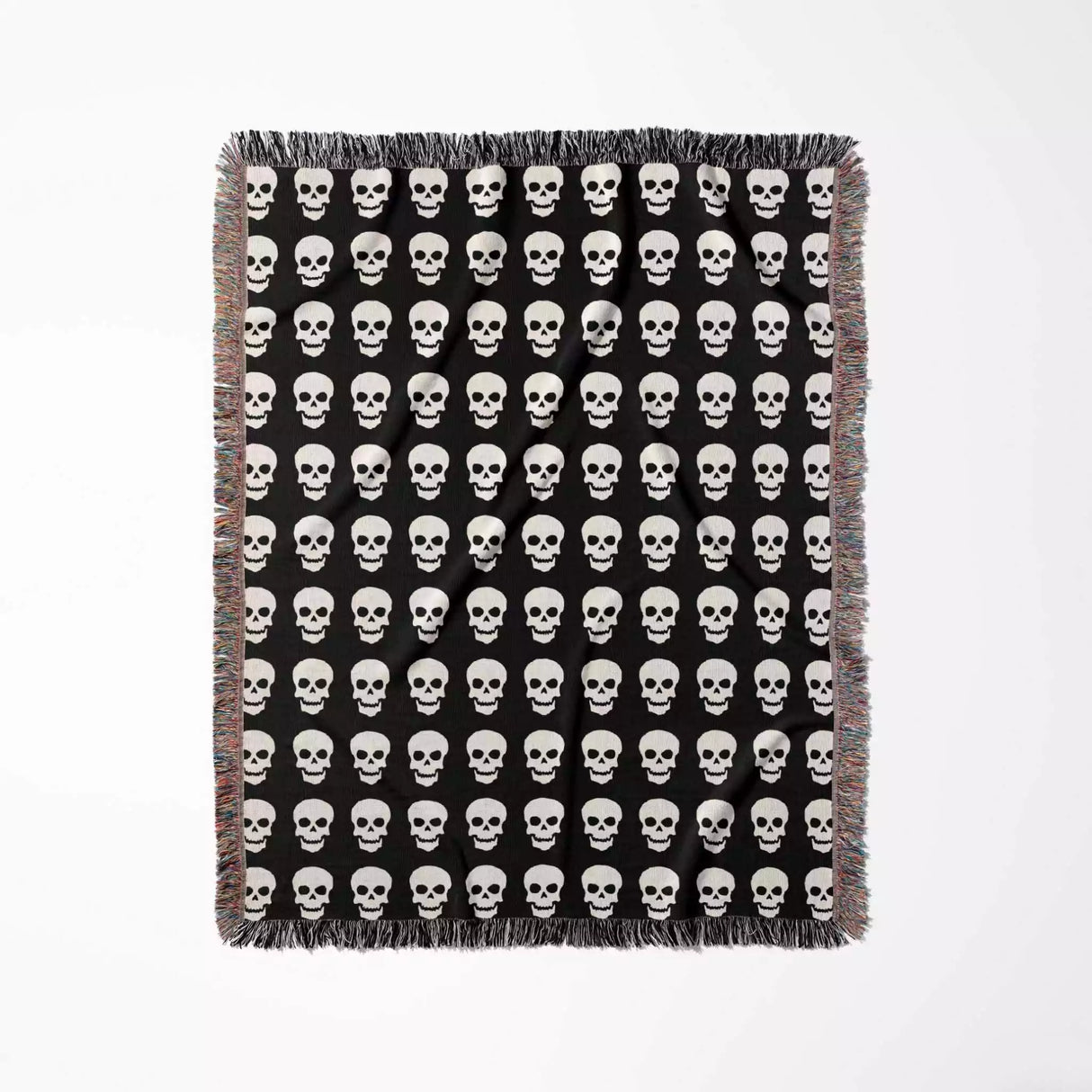 Black and White Skull Woven Throw Blanket - DesignerOllie.com