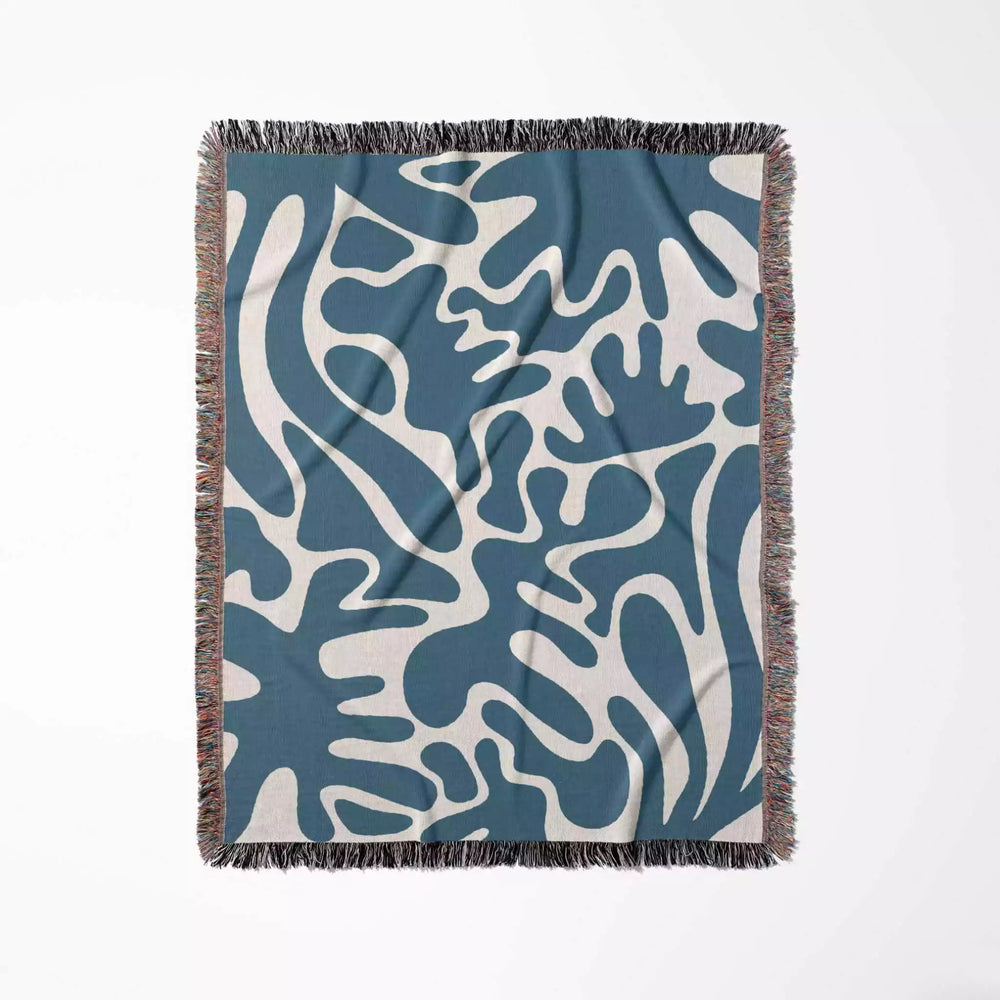 Blue Matisse Woven Throw Blanket - DesignerOllie.com