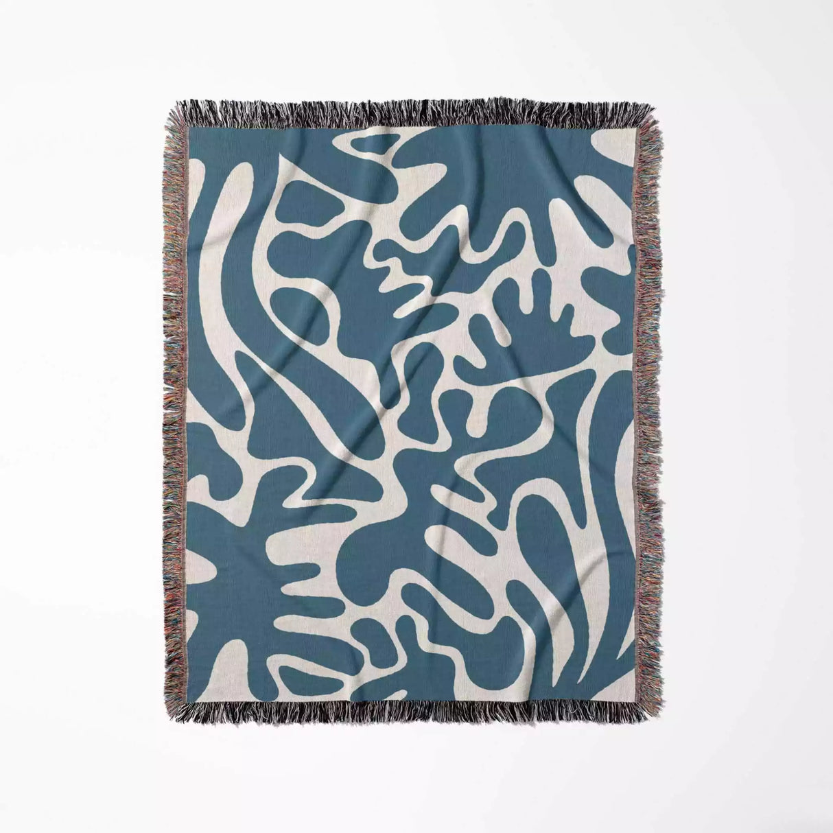 Blue Matisse Woven Throw Blanket - DesignerOllie.com