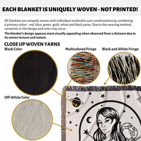 Cancer Zodiac Sign Astrology Woman Woven Throw Blanket and Tapestry Blanket - DesignerOllie.com