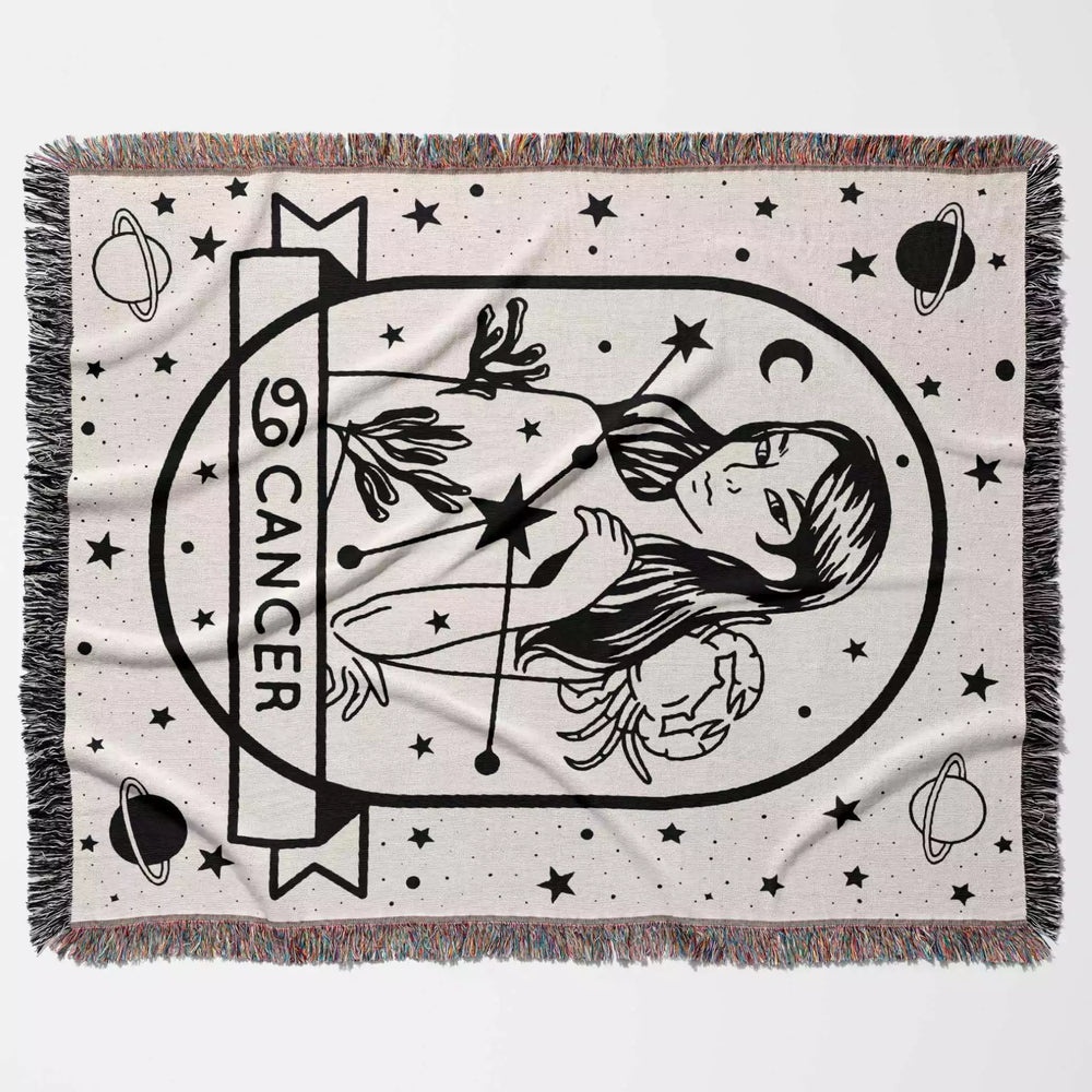 Cancer Zodiac Sign Astrology Woman Woven Throw Blanket and Tapestry Blanket - DesignerOllie.com