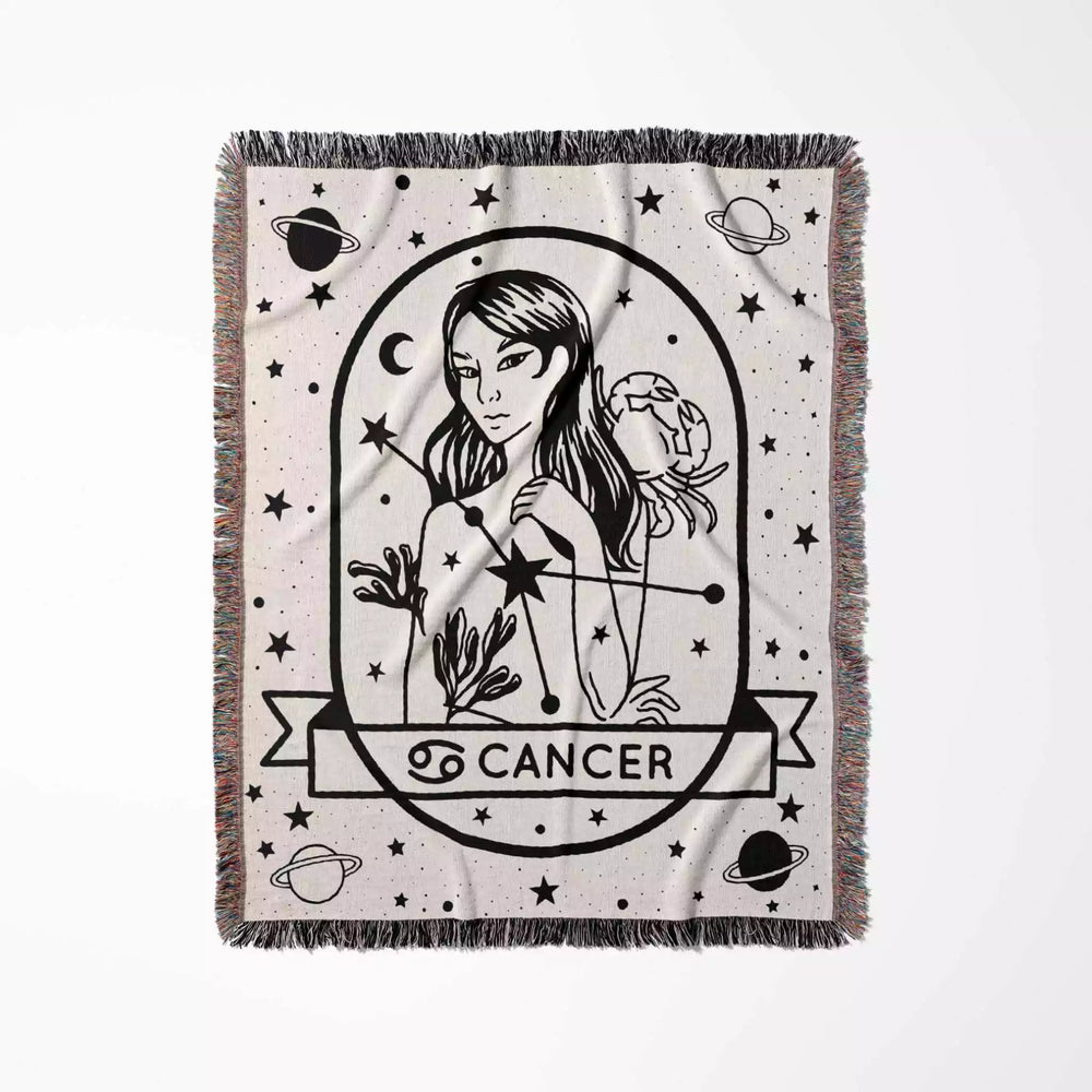 Cancer Zodiac Sign Astrology Woman Woven Throw Blanket and Tapestry Blanket - DesignerOllie.com