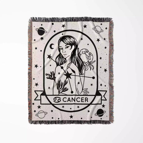 Cancer Zodiac Sign Astrology Woman Woven Throw Blanket and Tapestry Blanket - DesignerOllie.com