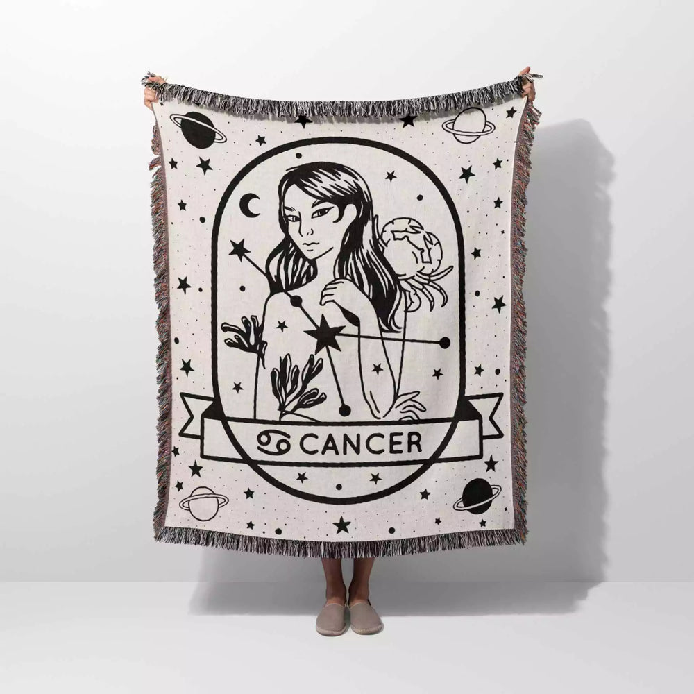 Cancer Zodiac Sign Astrology Woman Woven Throw Blanket and Tapestry Blanket - DesignerOllie.com