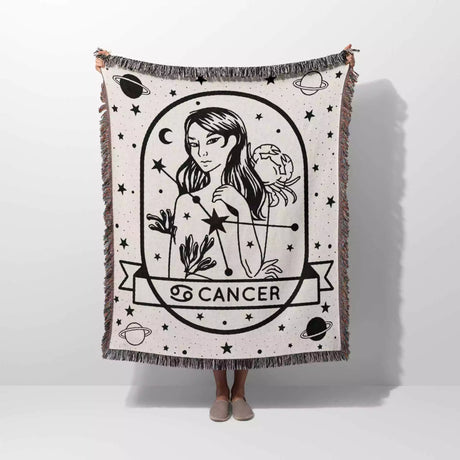 Cancer Zodiac Sign Astrology Woman Woven Throw Blanket and Tapestry Blanket - DesignerOllie.com