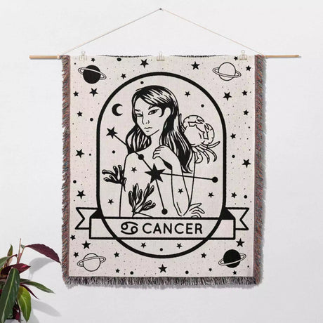 Cancer Zodiac Sign Astrology Woman Woven Throw Blanket and Tapestry Blanket - DesignerOllie.com
