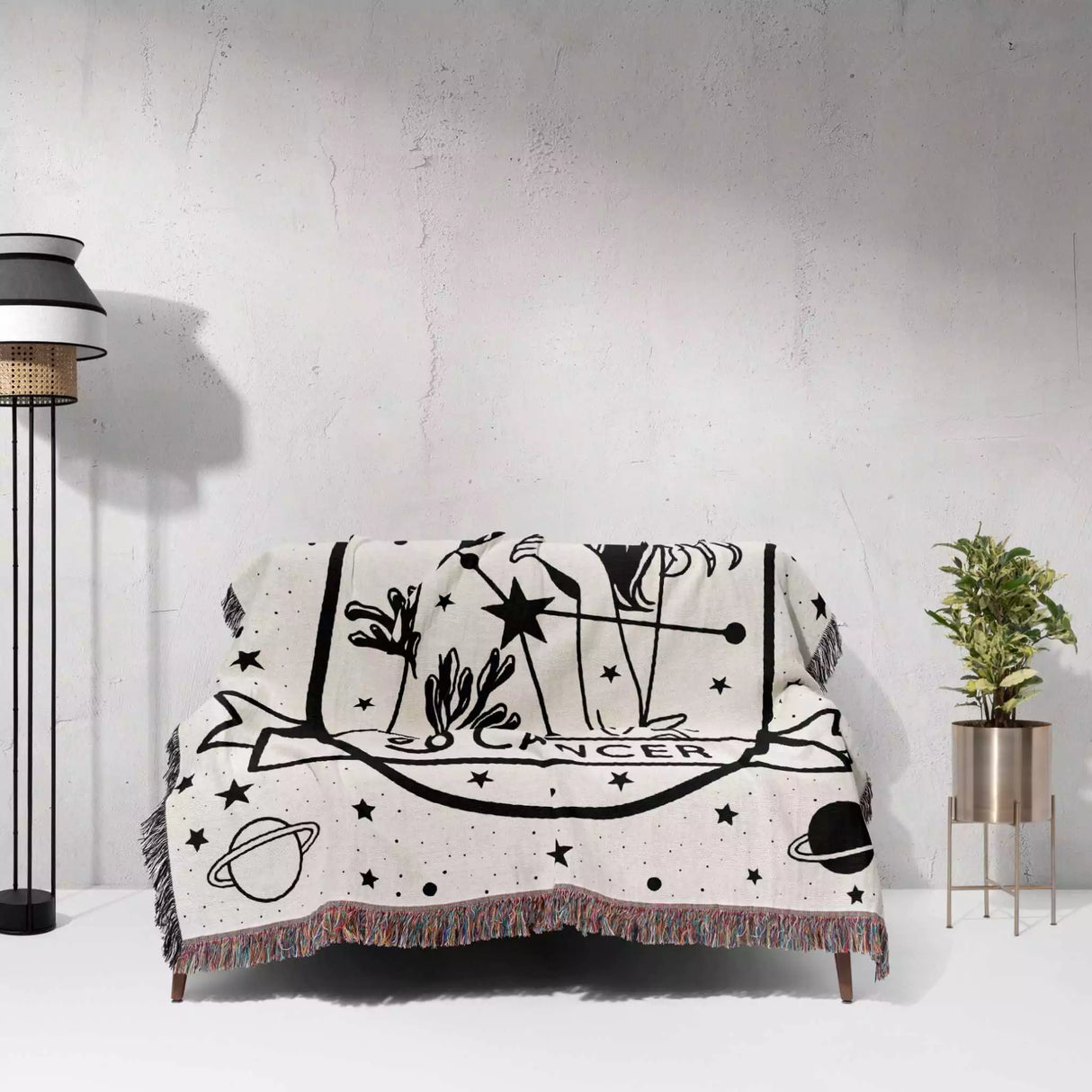Cancer Zodiac Sign Astrology Woman Woven Throw Blanket and Tapestry Blanket - DesignerOllie.com