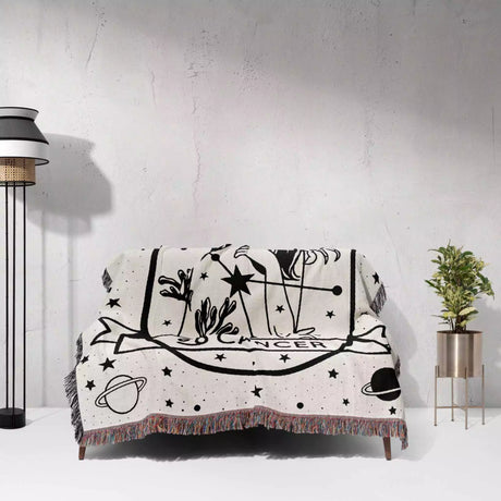Cancer Zodiac Sign Astrology Woman Woven Throw Blanket and Tapestry Blanket - DesignerOllie.com