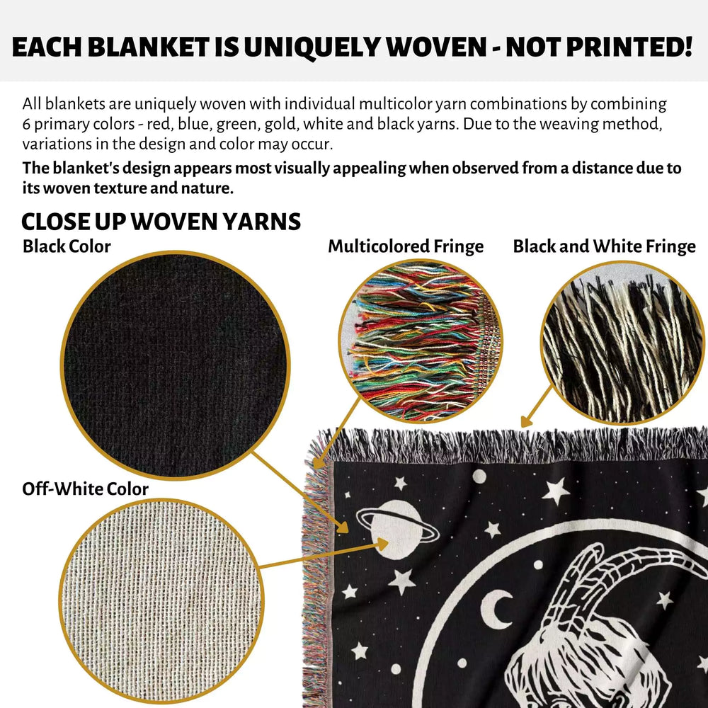 Capricorn Zodiac Sign Astrology Woman Woven Throw Blanket Tapestry - DesignerOllie.com
