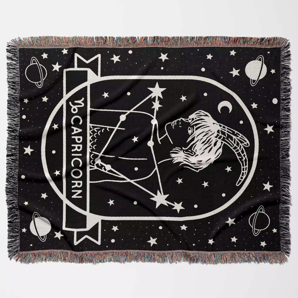 Capricorn Zodiac Sign Astrology Woman Woven Throw Blanket Tapestry - DesignerOllie.com