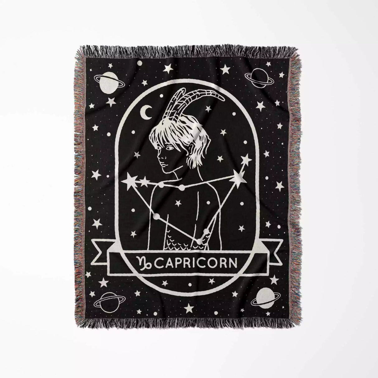 Capricorn Zodiac Sign Astrology Woman Woven Throw Blanket Tapestry - DesignerOllie.com