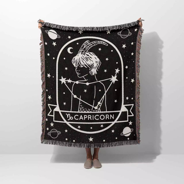 Capricorn Zodiac Sign Astrology Woman Woven Throw Blanket Tapestry - DesignerOllie.com