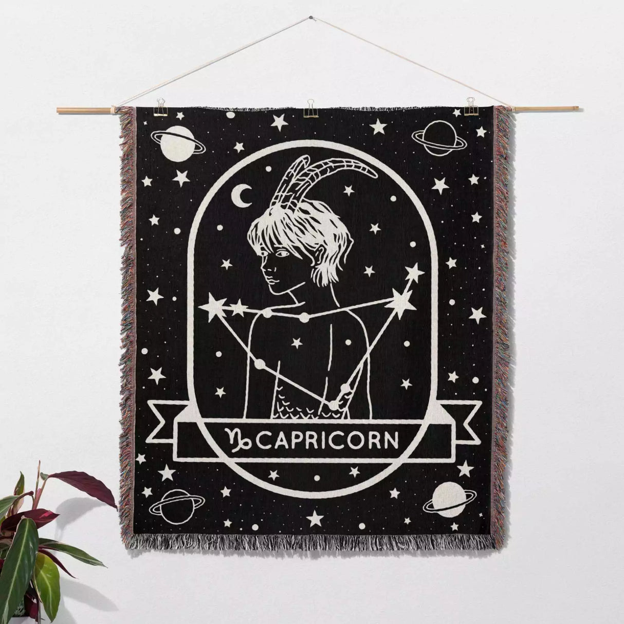 Capricorn Zodiac Sign Astrology Woman Woven Throw Blanket Tapestry - DesignerOllie.com