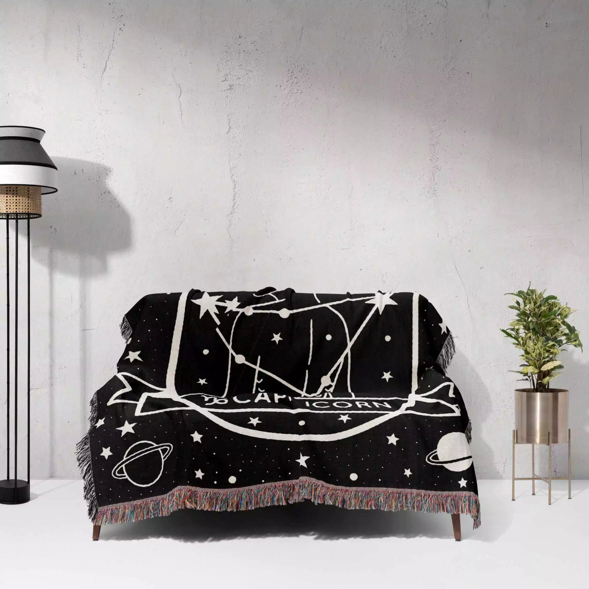 Capricorn Zodiac Sign Astrology Woman Woven Throw Blanket Tapestry - DesignerOllie.com