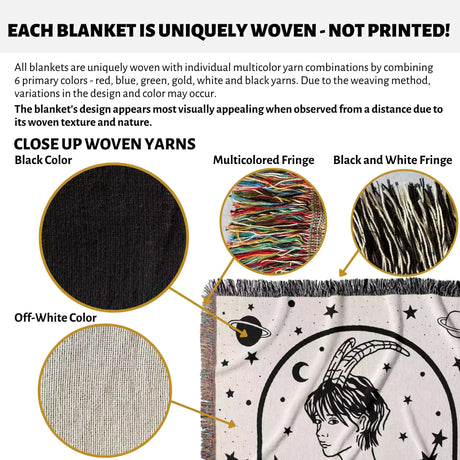Capricorn Zodiac Sign Astrology Woman Woven Throw Blanket and Tapestry Blanket - DesignerOllie.com