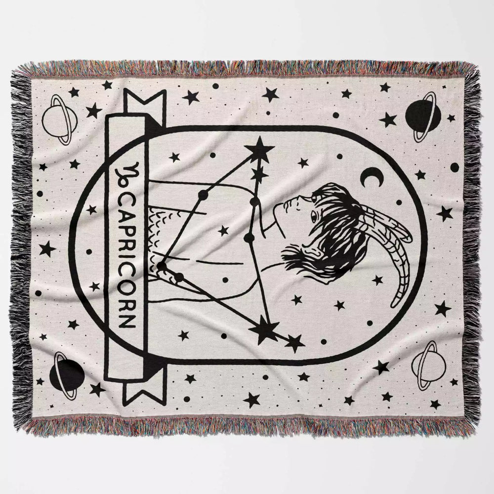 Capricorn Zodiac Sign Astrology Woman Woven Throw Blanket and Tapestry Blanket - DesignerOllie.com