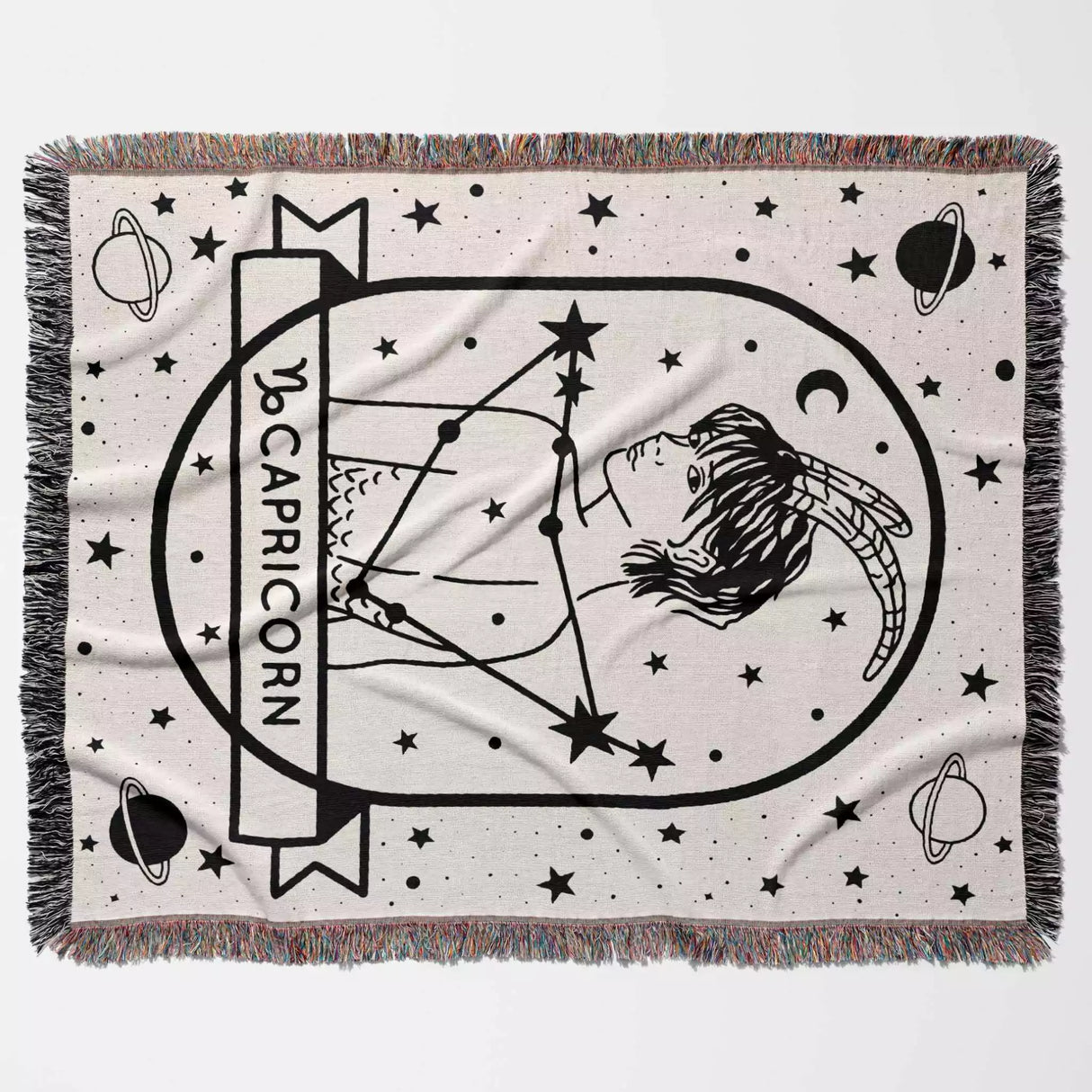 Capricorn Zodiac Sign Astrology Woman Woven Throw Blanket and Tapestry Blanket - DesignerOllie.com
