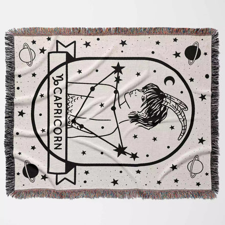Capricorn Zodiac Sign Astrology Woman Woven Throw Blanket and Tapestry Blanket - DesignerOllie.com