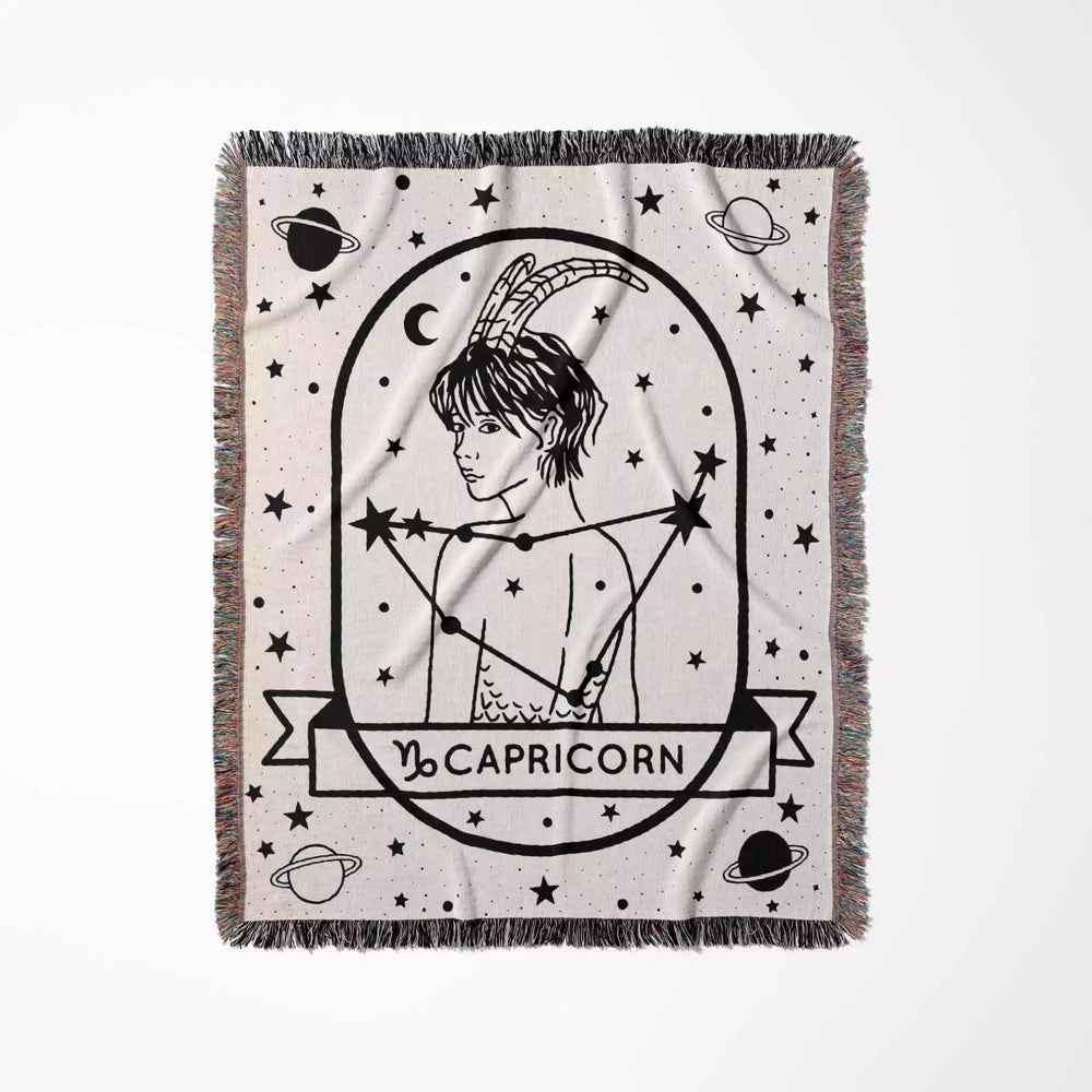 Capricorn Zodiac Sign Astrology Woman Woven Throw Blanket and Tapestry Blanket - DesignerOllie.com