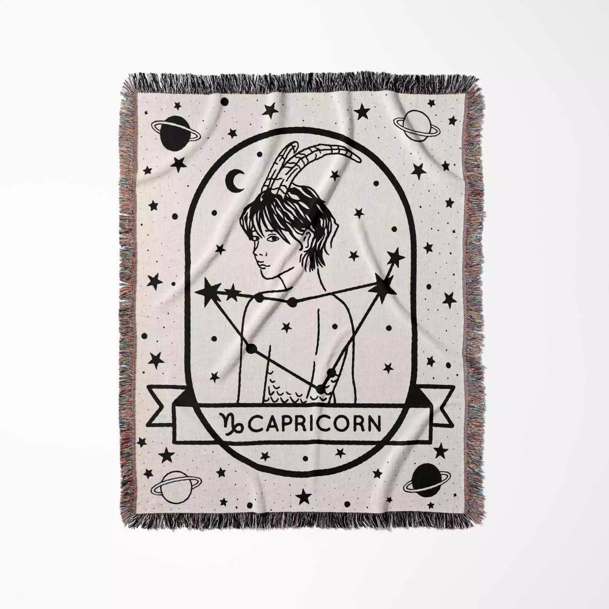 Capricorn Zodiac Sign Astrology Woman Woven Throw Blanket and Tapestry Blanket - DesignerOllie.com