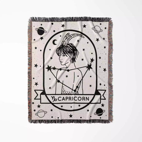 Capricorn Zodiac Sign Astrology Woman Woven Throw Blanket and Tapestry Blanket - DesignerOllie.com