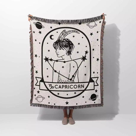Capricorn Zodiac Sign Astrology Woman Woven Throw Blanket and Tapestry Blanket - DesignerOllie.com