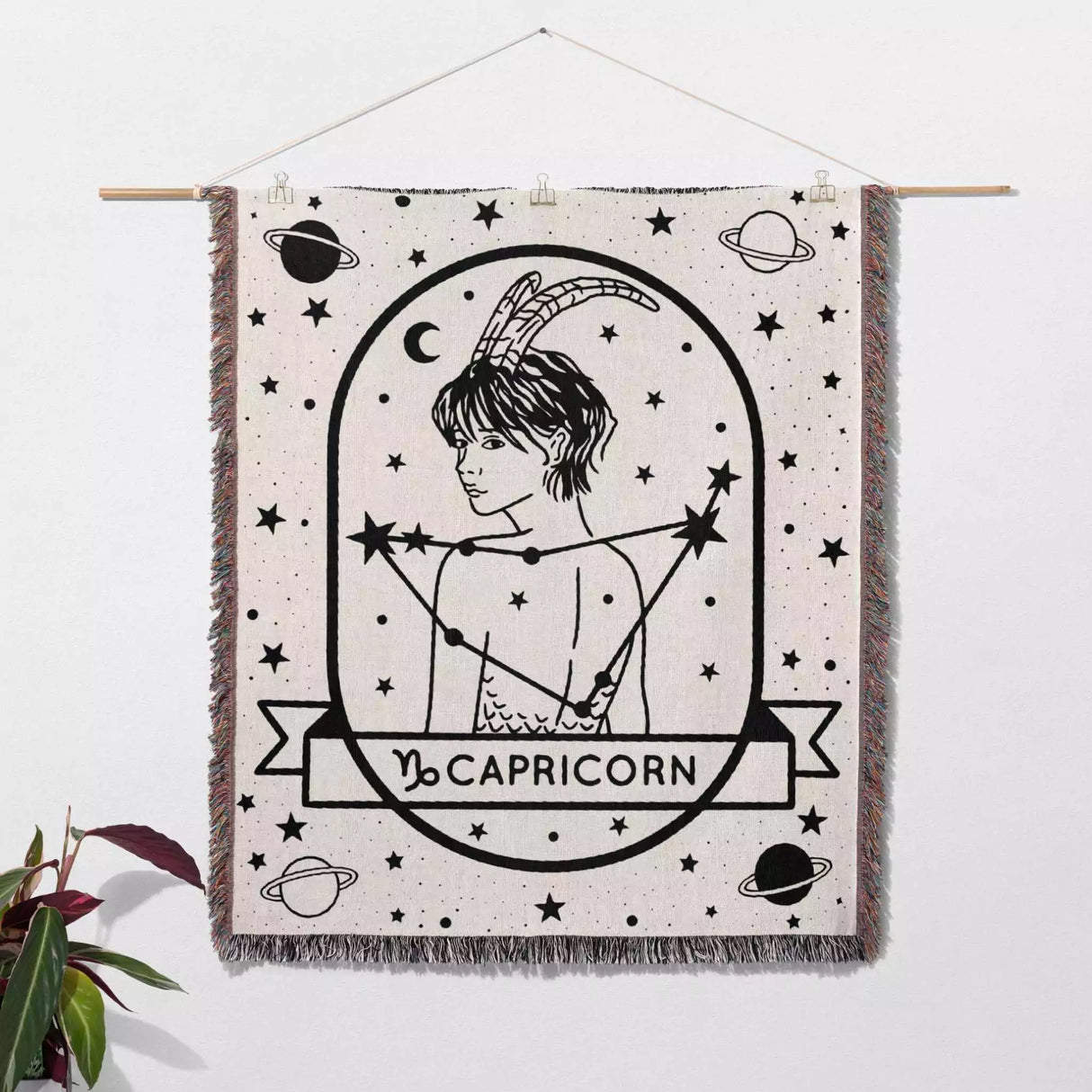 Capricorn Zodiac Sign Astrology Woman Woven Throw Blanket and Tapestry Blanket - DesignerOllie.com