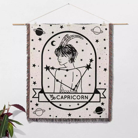 Capricorn Zodiac Sign Astrology Woman Woven Throw Blanket and Tapestry Blanket - DesignerOllie.com