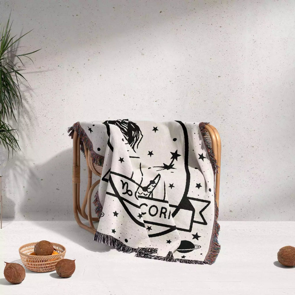 Capricorn Zodiac Sign Astrology Woman Woven Throw Blanket and Tapestry Blanket - DesignerOllie.com