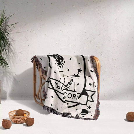Capricorn Zodiac Sign Astrology Woman Woven Throw Blanket and Tapestry Blanket - DesignerOllie.com