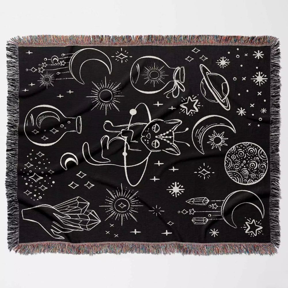 Celestial Cat and Elements Woven Throw Blanket - DesignerOllie.com