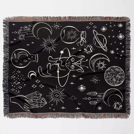 Celestial Cat and Elements Woven Throw Blanket - DesignerOllie.com