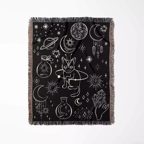 Celestial Cat and Elements Woven Throw Blanket - DesignerOllie.com