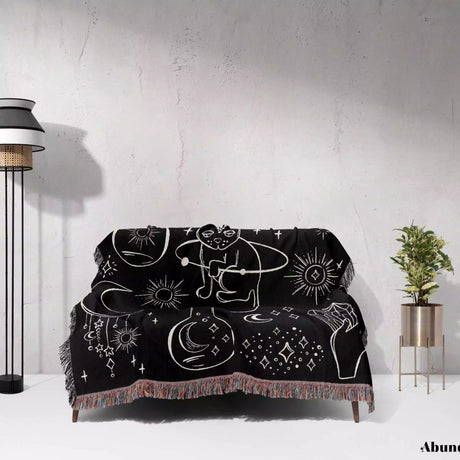 Celestial Cat and Elements Woven Throw Blanket - DesignerOllie.com
